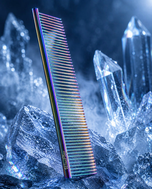 Multicoloured metallic comb